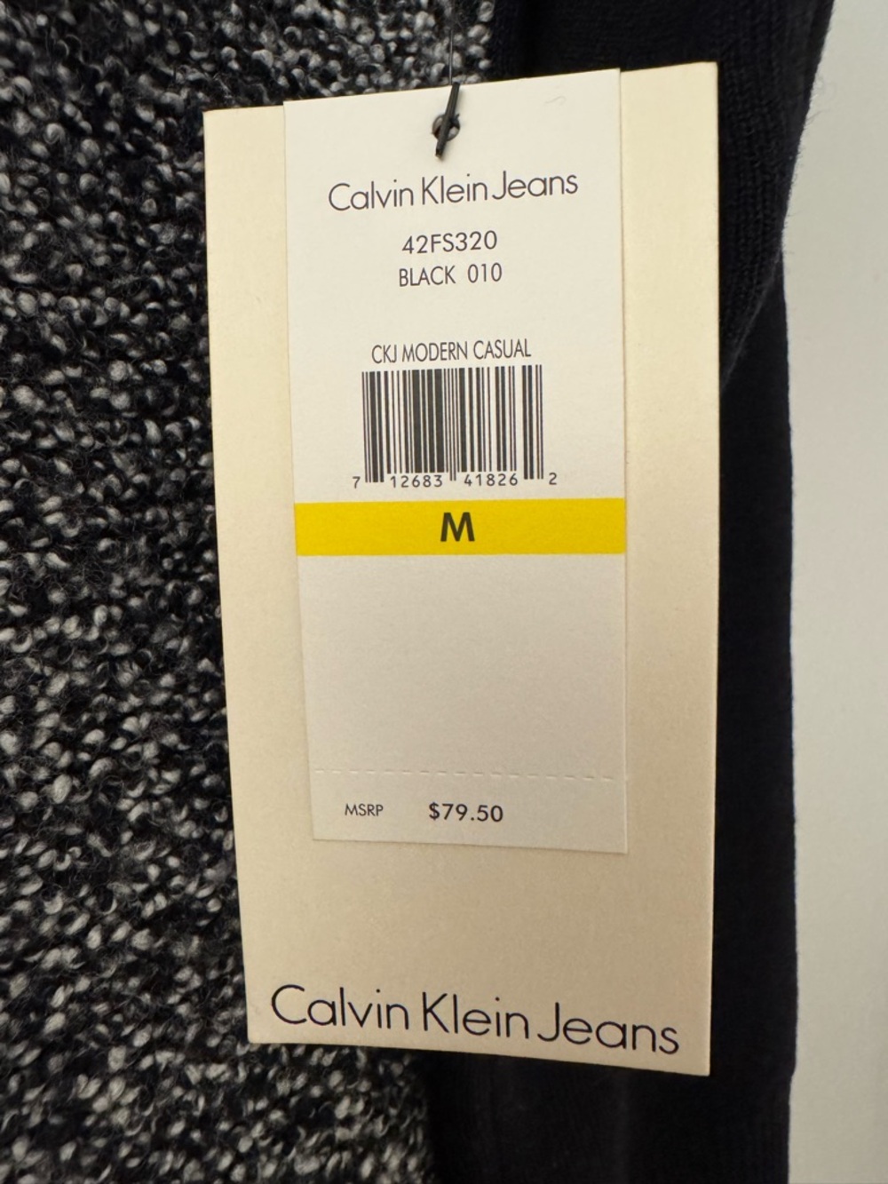NWT Calvin Klein Jeans black and white knit sweater Size M - Picture 5 of 11